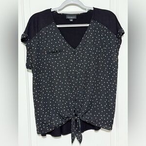 Fortune + Ivy Stylish Black and White Polka Dot Blouse